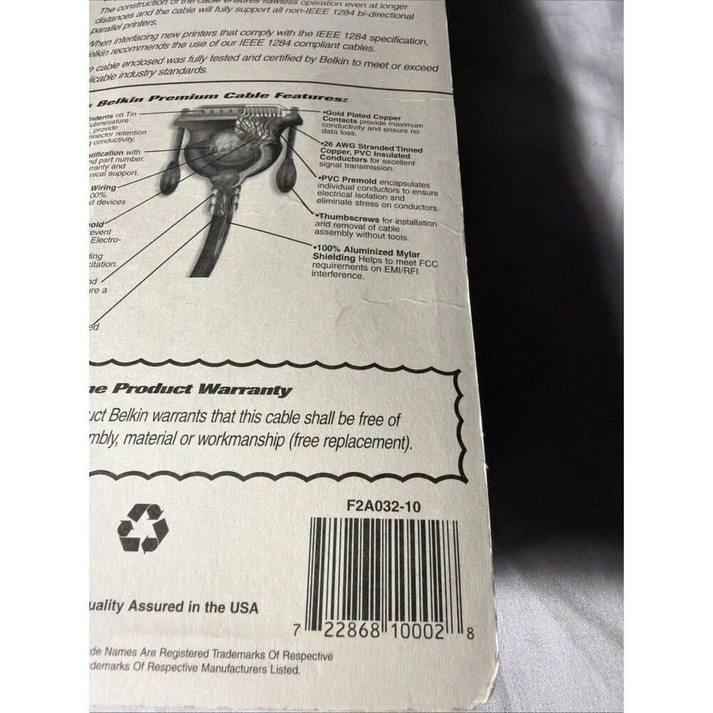 Belkin F2A032-10 computer cord- new in box